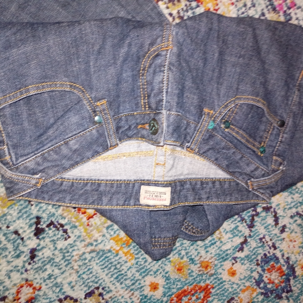 Free People Flare Wide Leg Jeans Pants 28 Dark Wash Retro Boho - Picture 3 of 5